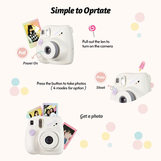 Cortech Instax Mini 7+ Instant Camera with Wrist Strap